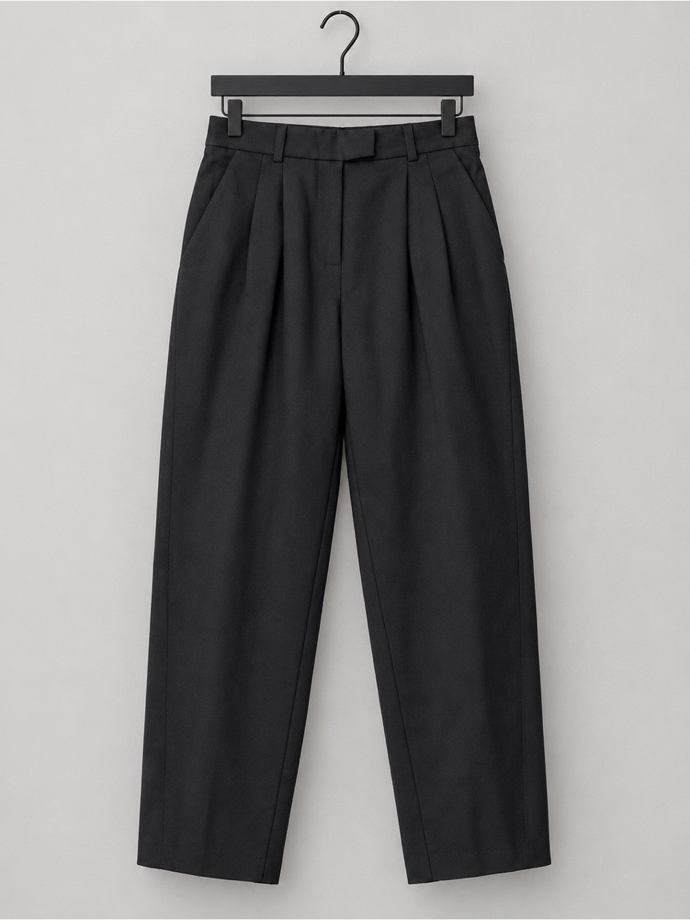 High-Rise Black Pleated Trousers for Women